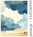 ルノルマン「雲」シンプルな曇り空の風景 水彩画イラスト1／チラシやポスター用素材 134536950