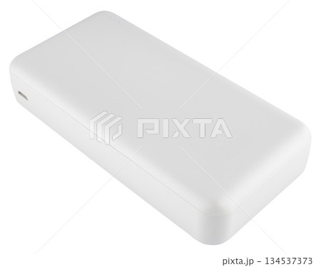 portable external battery, povebank, for charging your phone, on white background in insulation 134537373
