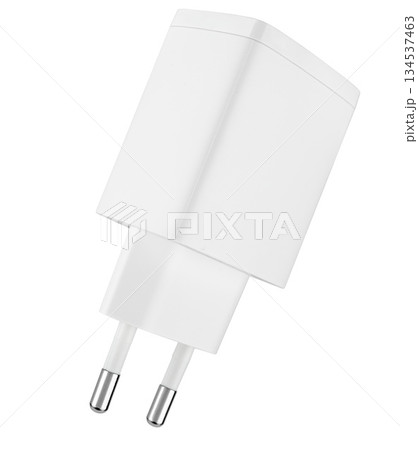 Power adapter for phone or tablet, on white background in insulation Power adapter for phone or tablet, on white background in insulation 134537463