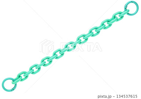 Chain for key chain, Chain with fastening locks on edges, on white background in insulation 134537615