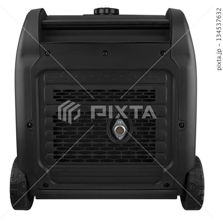 Gasoline inverter generator, with correct current sine wave, on white background in insulation 134537632