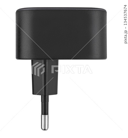 power adapter for phone, black color, on white background in ins power adapter for phone, black color, on white background in ins 134537674