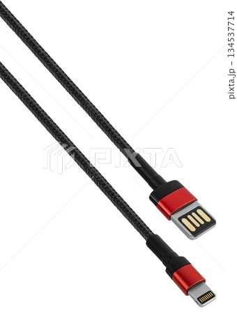 USB and Lightning connector cable , insulated on white background 134537714