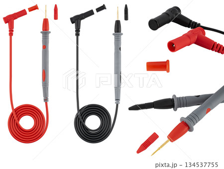 Multimeter probes universal, on white background, insulated Multimeter probes universal, on white background, insulated 134537755