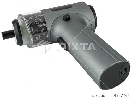 electric screwdriver with bit set, insulated on white background electric screwdriver with bit set, insulated on white background 134537766