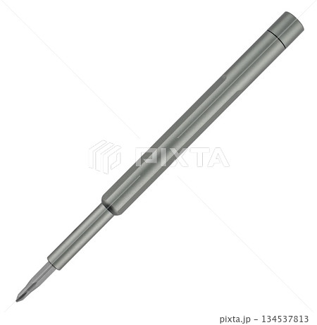 screwdriver for different bits, on white background in insulation 134537813