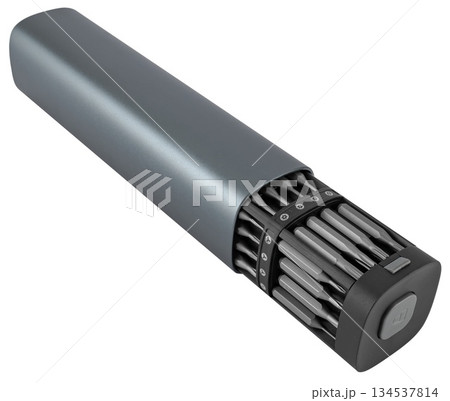 set of tools and screwdriver bits on white background in insulation 134537814