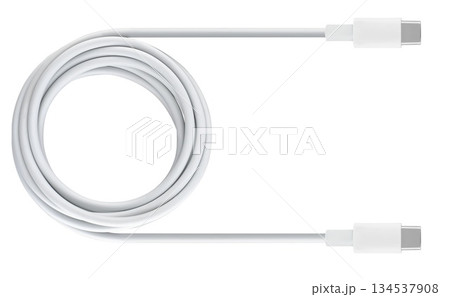 cable with USB and Type-C connector, insulated on white background cable with USB and Type-C connector, insulated on white background 134537908