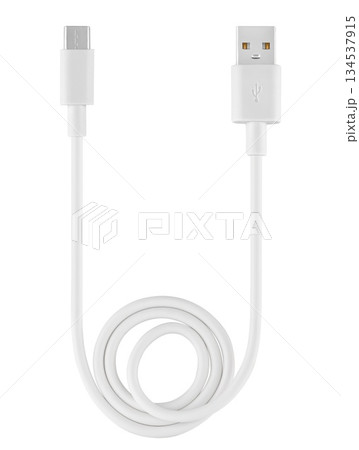 USB and micro USB cable, on white background in insulation USB and micro USB cable, on white background in insulation 134537915