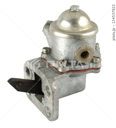 Fuel pump, a device for pumping fuel from the tank to the engine, on a white background in insulation Fuel pump, a device for pumping fuel from the tank to the engine, on a white background in insulation 134537923