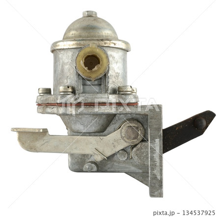 Fuel pump, a device for pumping fuel from the tank to the engine, on a white background in insulation Fuel pump, a device for pumping fuel from the tank to the engine, on a white background in insulation 134537925