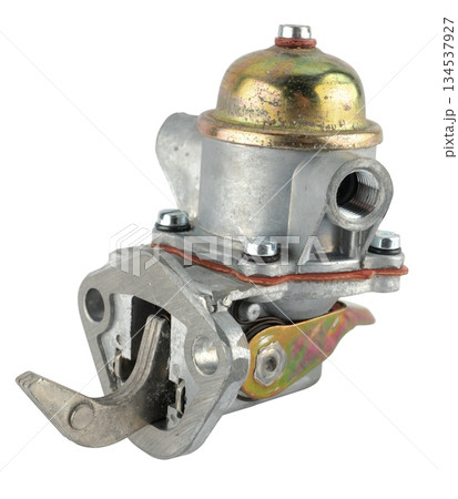 Fuel pump, a device for pumping fuel from the tank to the engine, on a white background in insulation Fuel pump, a device for pumping fuel from the tank to the engine, on a white background in insulation 134537927