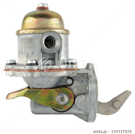 Fuel pump, a device for pumping fuel from the tank to the engine, on a white background in insulation Fuel pump, a device for pumping fuel from the tank to the engine, on a white background in insulation 134537929