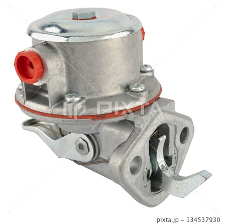 Fuel pump, a device for pumping fuel from the tank to the engine, on a white background in insulation Fuel pump, a device for pumping fuel from the tank to the engine, on a white background in insulation 134537930