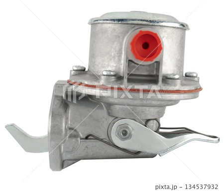 Fuel pump, a device for pumping fuel from the tank to the engine, on a white background in insulation Fuel pump, a device for pumping fuel from the tank to the engine, on a white background in insulation 134537932