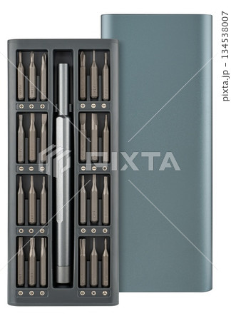 Screwdriver, bit holder and bit set, tool, isolated on white background Screwdriver, bit holder and bit set, tool, isolated on white background 134538007