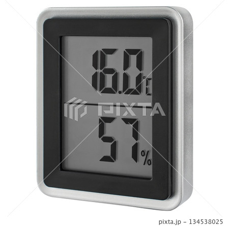 Digital thermometer screen, on white background in insulation Digital thermometer screen, on white background in insulation 134538025