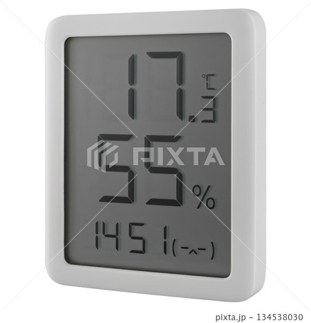 Digital thermometer screen, on white background in insulation Digital thermometer screen, on white background in insulation 134538030