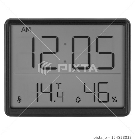 Digital thermometer screen, on white background in insulation Digital thermometer screen, on white background in insulation 134538032
