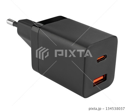 Power adapter for tablet phone, on white background in insulation 134538037