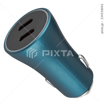 Car cigarette lighter power adapter, for tablet phone, on white background in insulation 134538041