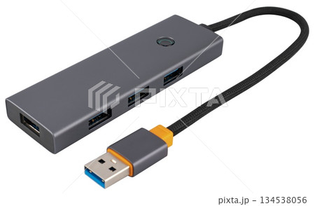 USB hub, USB hub, on white background in insulation 134538056