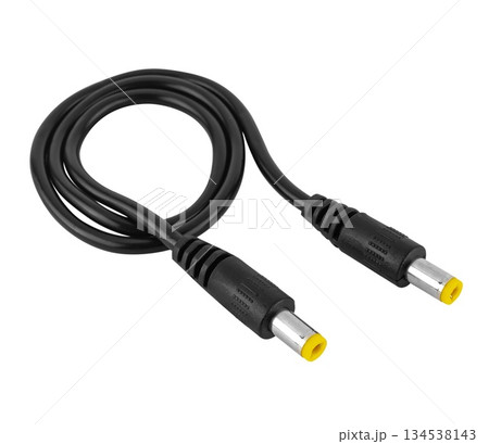 insulated cable with connector, insulated on white background 134538143