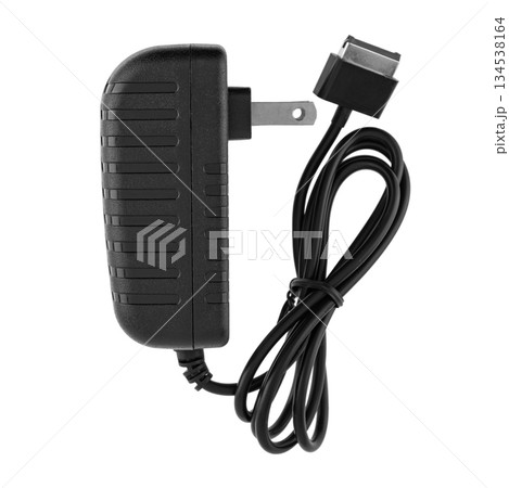 Power adapter, insulated, white background 134538164