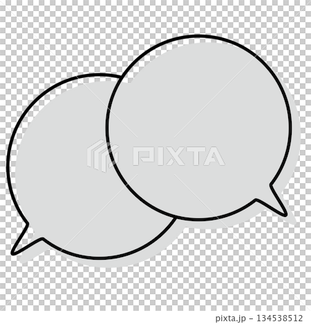 シンプルな線がずれた吹き出し　重なる会話 134538512