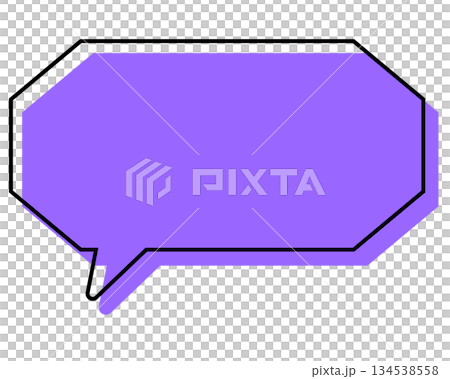 A simple, misaligned speech bubble in a long, octagonal shape A simple, misaligned speech bubble in a long, octagonal shape 134538558