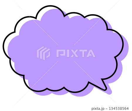 シンプルな線がずれた吹き出し　丸みのある雲形 134538564