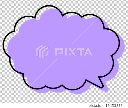 シンプルな線がずれた吹き出し　丸みのある雲形 134538564