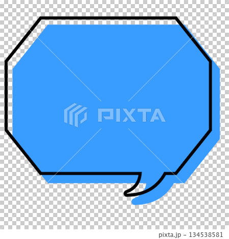 一個簡單的帶有錯位線條的對話泡泡，一個帶有角的八邊形 134538581