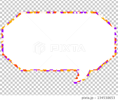 Stained glass style speech bubble, triangular pattern, elongated octagon Stained glass style speech bubble, triangular pattern, elongated octagon 134538653
