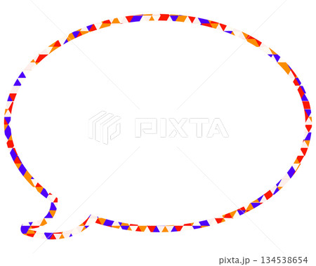 ステンドグラス風吹き出し　三角形模様　丸形 134538654