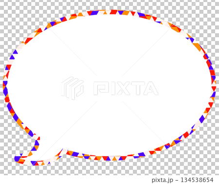 ステンドグラス風吹き出し　三角形模様　丸形 134538654