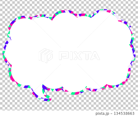 Stained glass style speech bubble, triangular pattern, elongated cloud shape Stained glass style speech bubble, triangular pattern, elongated cloud shape 134538663