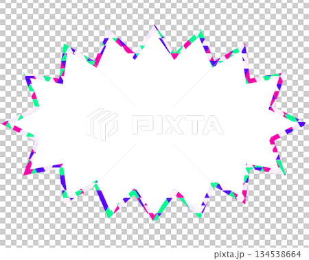 Stained glass style speech bubble, triangular pattern, elongated jagged shape Stained glass style speech bubble, triangular pattern, elongated jagged shape 134538664