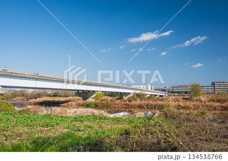 冬の桂川風景　桂橋　京都市 134538766