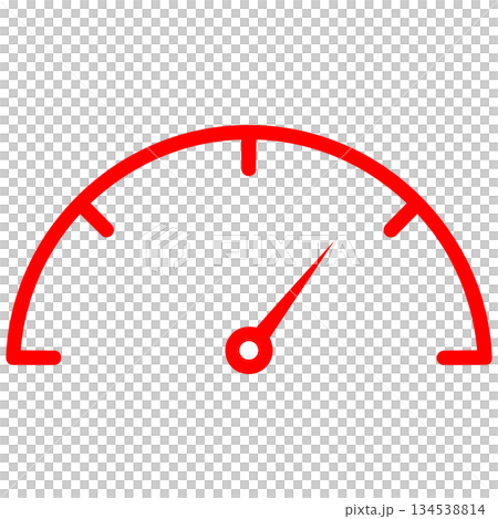 以紅色為底色的速度表時鐘圖示。適用於績效評估和展示成長。標題更改 134538814