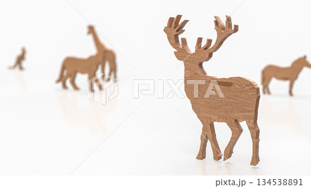 Wooden Animal Silhouettes in Minimal Conceptual Arrangement 3d render. Wooden Animal Silhouettes in Minimal Conceptual Arrangement 3d render. 134538891