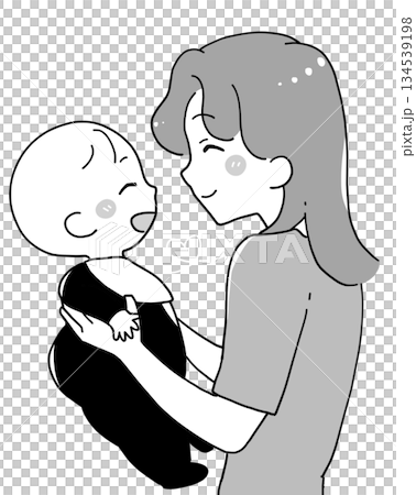 微笑的母親和孩子 134539198