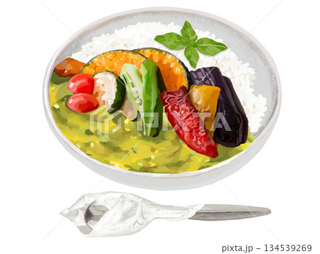 グリーンカレー（夏野菜）スプーン付き 134539269