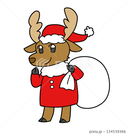サンタの格好をしたトナカイ サンタの格好をしたトナカイ 134539366