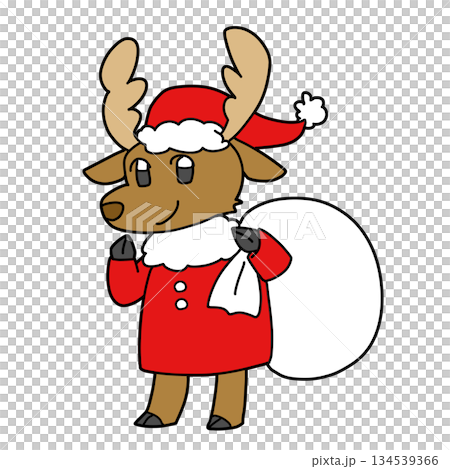 サンタの格好をしたトナカイ サンタの格好をしたトナカイ 134539366