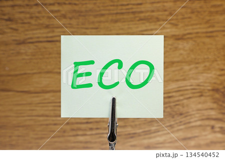 エコのイメージ　ECOと書かれた紙 134540452