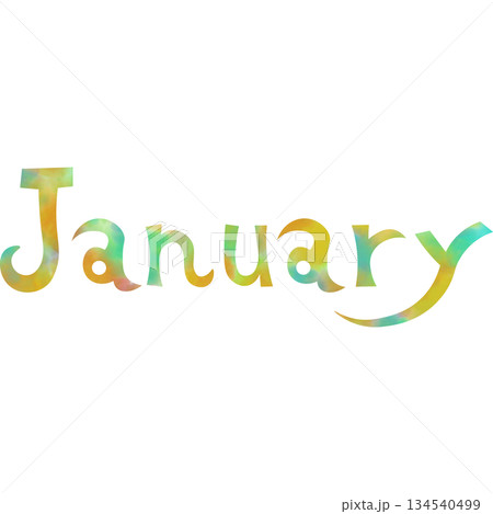 綺麗な水彩模様の1月のアイコンのイメージのイラスト 134540499