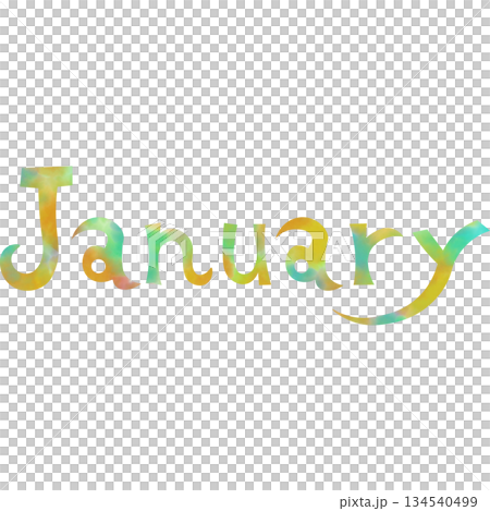 綺麗な水彩模様の1月のアイコンのイメージのイラスト 134540499