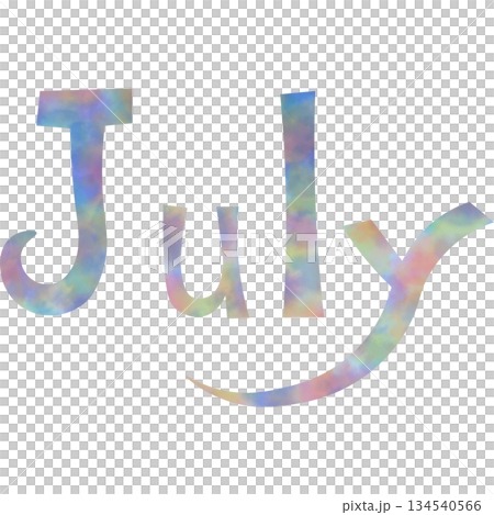 綺麗な水彩模様のJulyのアイコンのイメージのイラスト 134540566