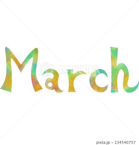 綺麗な水彩模様のMarchのアイコンのイメージのイラスト 134540757